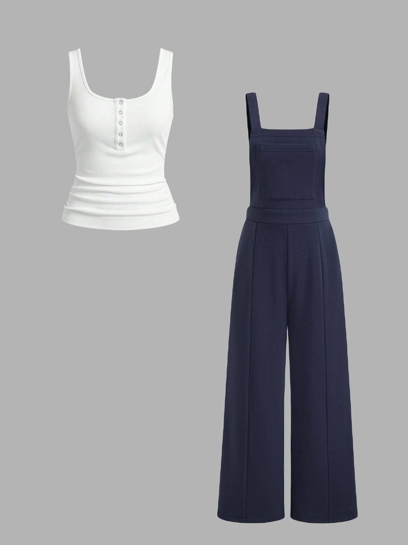 Damen lässiger Tank-Top und weit geschnittenen Latzhose Set R&B
