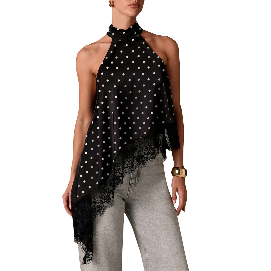 Damen luftiges Chiffon-Top mit eleganter Spitzenverzierung R&B