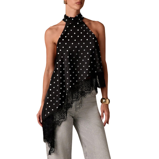 Damen luftiges Chiffon-Top mit eleganter Spitzenverzierung R&B