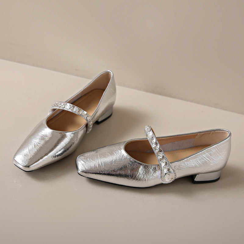 Damen elegante Mary Jane Schuhe mit modischem Riemen und funkelnden Applikationen R&B