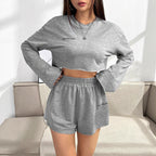 Damen Freizeit-Set mit lässigem Crop-Top und Shorts R&B