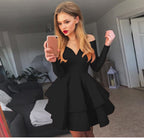 Damen Verspieltes schulterfreies Cocktailkleid mit Volants und tiefem V-Ausschnitt R&B