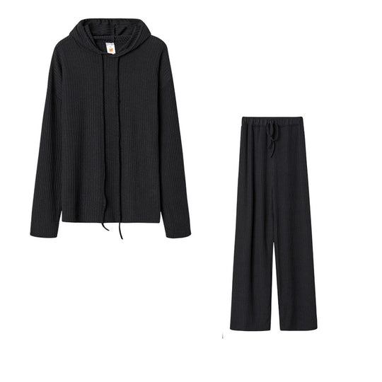 Damen Relaxed Fit Sweater-Set mit Kapuze und weiten Hosen R&B