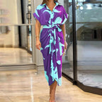 Damen nan Drapiertes Hemdmidikleid mit Taillenbindegürtel, seitlicher Drapage und Knopfleiste R&B