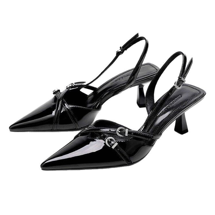 Damen Slingback High Heels mit glänzenden Akzenten R&B