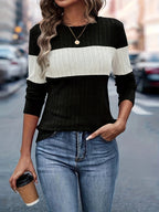 Damen Strickoberteil mit modischem Blockdesign und komfortablem Schnitt R&B