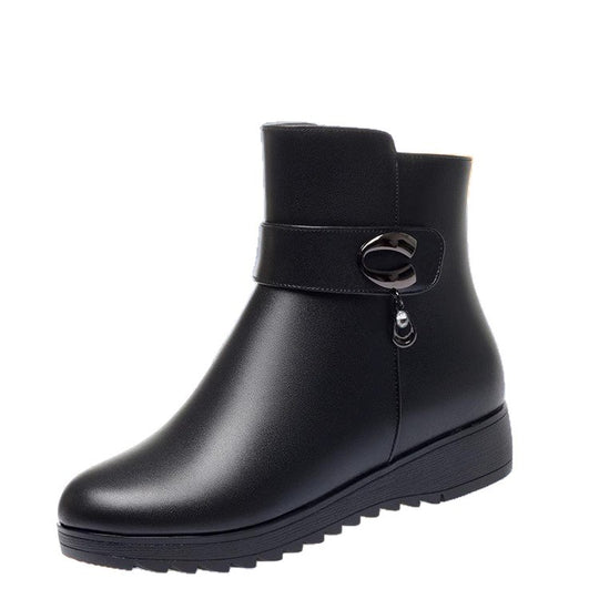 Damen gefütterte Winterstiefel mit modischer Schnallenverzierung R&B