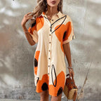 Damen Hemdblusenkleid mit floralem Druck und Knopfleiste R&B