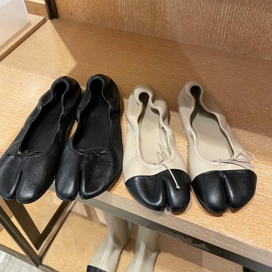 Damen Ballerinas mit abgerundetem Zehenbereich und schnürbarem Detail R&B