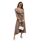 Damen Maxikleid mit Volant und Gürtel R&B
