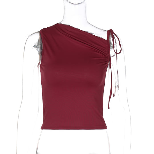 Damen asymmetrisches Top mit Raffung R&B