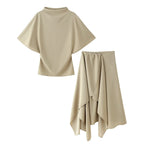 Damen-Set mit elegantem schwingendem Oberteil und fließendem Rock R&B