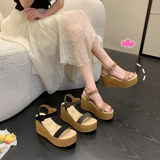 Damen-Plateau-Sandalen mit elegantem Riemchendesign und komfortabler Korksohle R&B