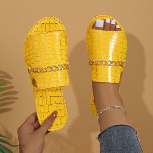 Damen elegante und komfortable Riemchensandalen mit Schmuckkette R&B