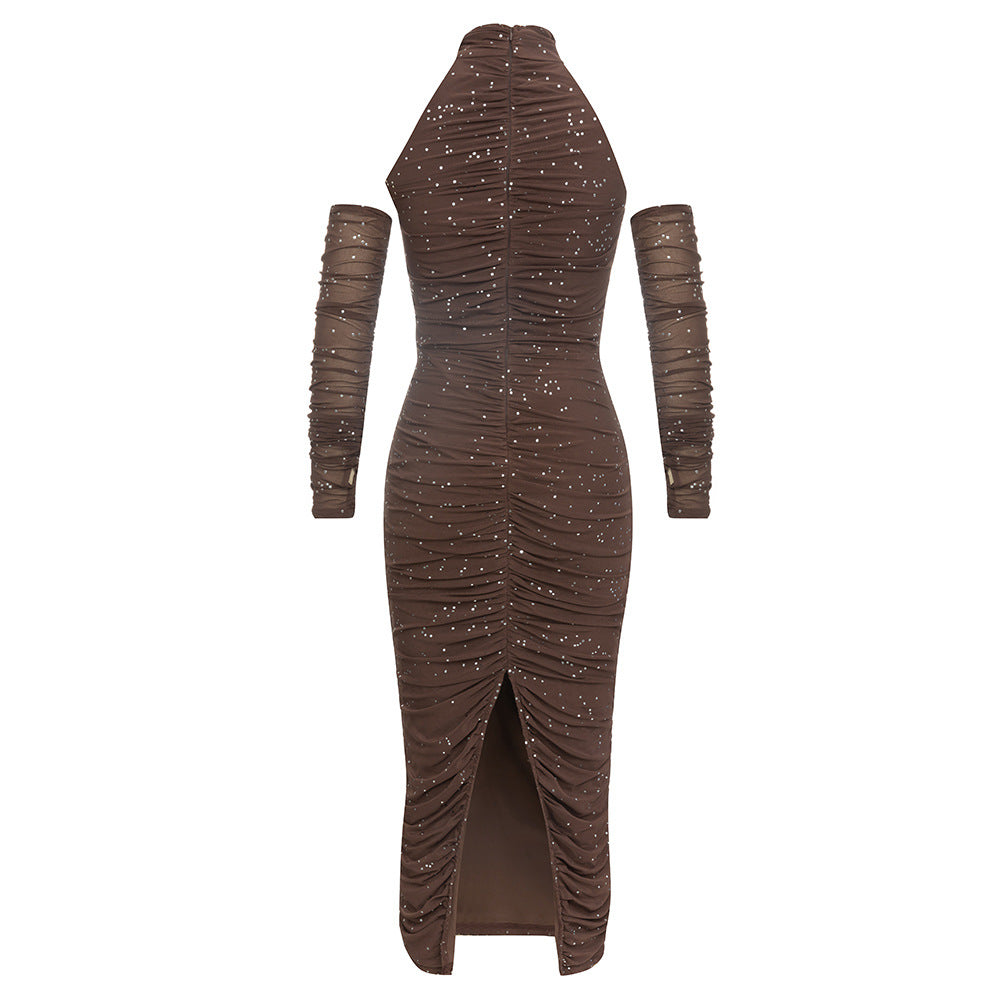Damen Elegantes Abendkleid mit taillierter Silhouette und transparenter Ärmeldetails R&B