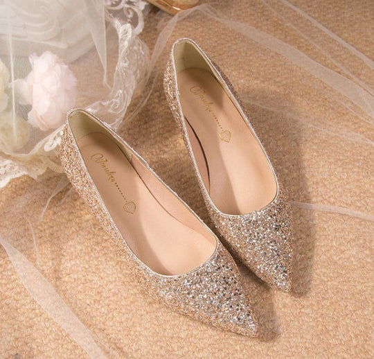 Damen elegante glitzernde Pumps mit spitz zulaufender Form R&B