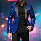 Herren glamouröser Pailletten-Blazer mit floralem Design und elegantem Schnitt R&B