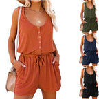 Damen Praktischer Jumpsuit mit Knopfdetails und verstellbarem Bund R&B