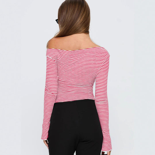 Damen Trendiges Oberteil mit asymmetrischem Ausschnitt und punktiertem Design R&B