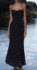 Damen Maxikleid mit Rüschen und Punkten R&B