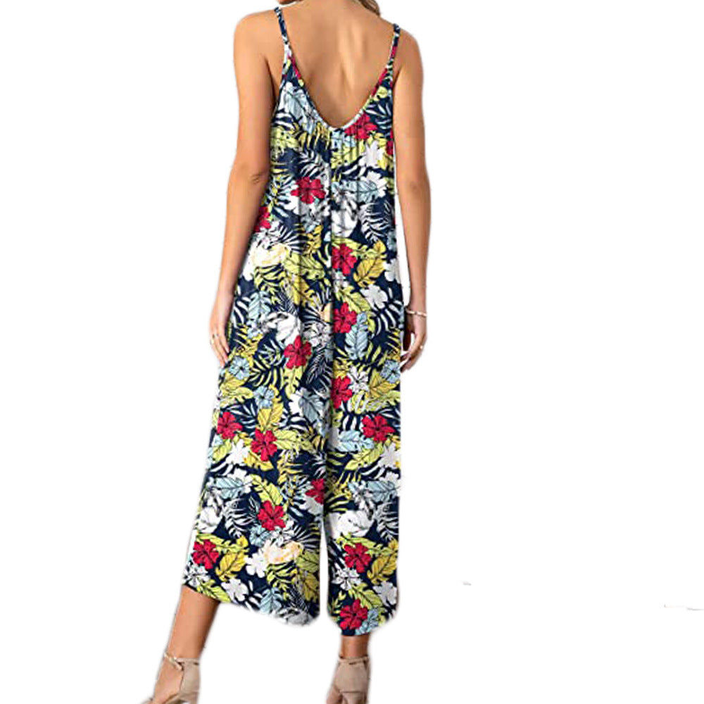 Damen Lässiger Jumpsuit mit floralem Design und weitem Bein R&B