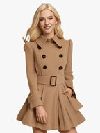Damen eleganter Trenchcoat mit ausgestelltem Schnitt und französischem Kragen R&B