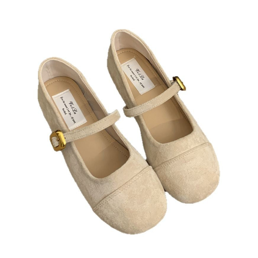 Damen elegante Mary Jane Ballerinas mit verstellbarem Riemen und modischem Wildlederoberteil R&B