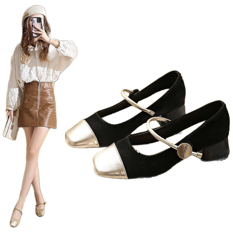 Damen Mary Jane Schuhe mit glänzendem Absatz R&B