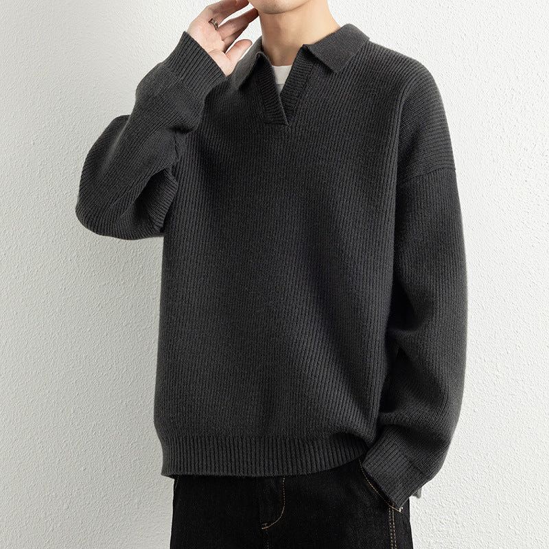 Herren lässiger Strickpullover mit modernem V-Ausschnitt und sportlichem Design