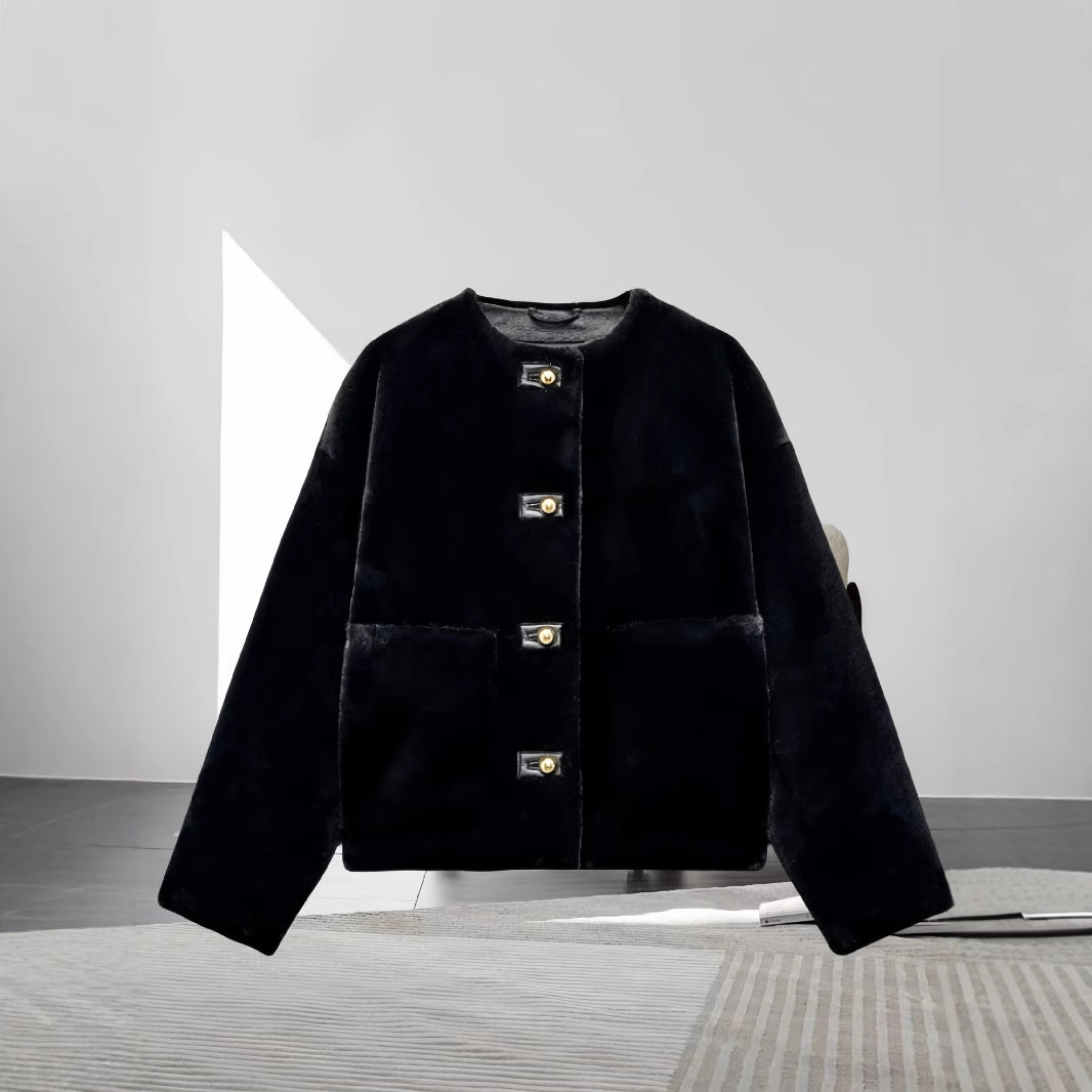 Damen weiche und luxuriöse Jacke aus Kunstfell R&B