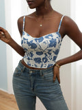 Damen Blütenmuster Cropped Top R&B