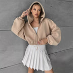 Damen Oversized Kapuzenpullover mit elastischem Bund und Reißverschluss R&B
