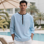 Herren Langarmshirt mit stylischem Knopfdesign R&B