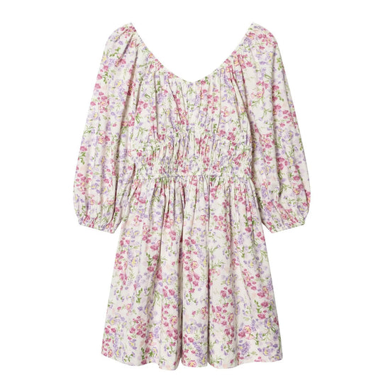 Damen Sommerkleid mit voluminösen Puffärmeln und elastischer Taillierung R&B