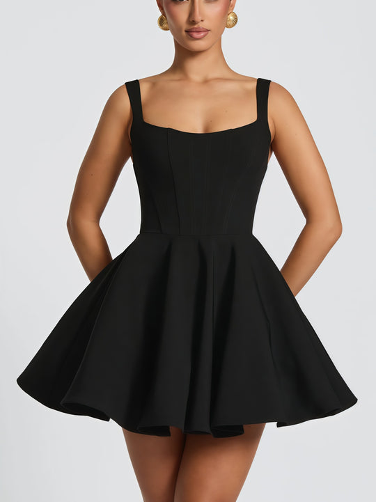 Damen Cocktailkleid mit oversized Schleifen-Design und fließendem Rock R&B