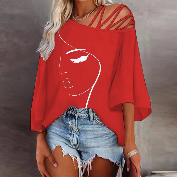R&B | Spleißen lockeres lässiges Print-T-Shirt