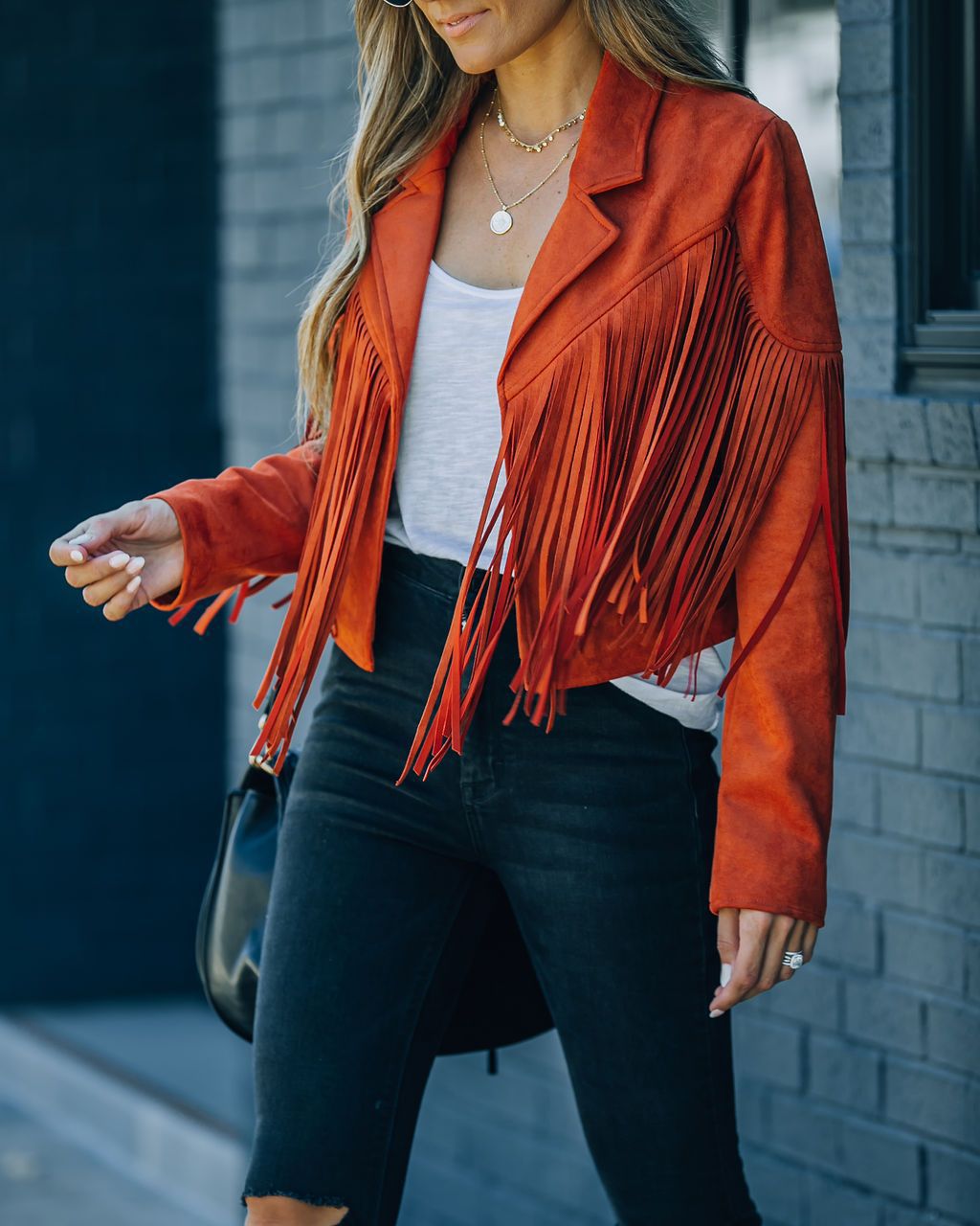 R&B | Damen Fransen Wildlederjacke