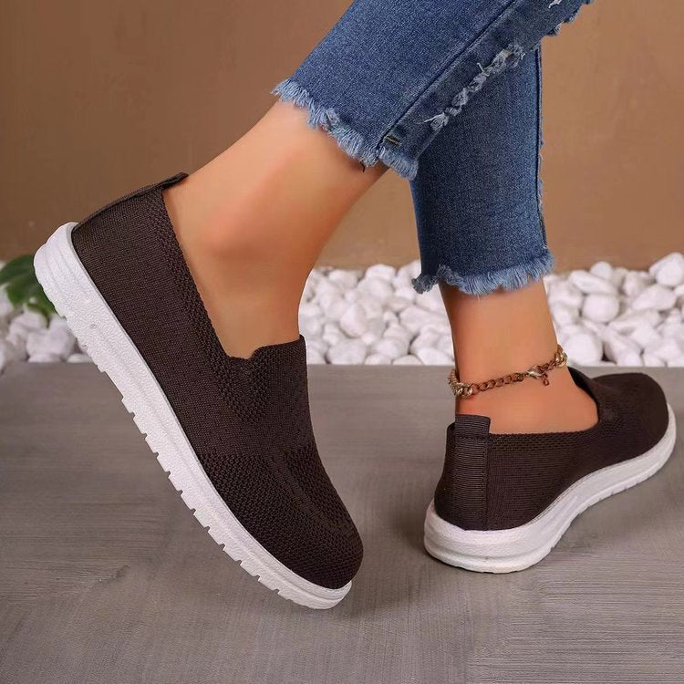 Damen Atmungsaktive Slip-On Sneakers mit elastischem Strickoberteil und bequemer Sohle R&B