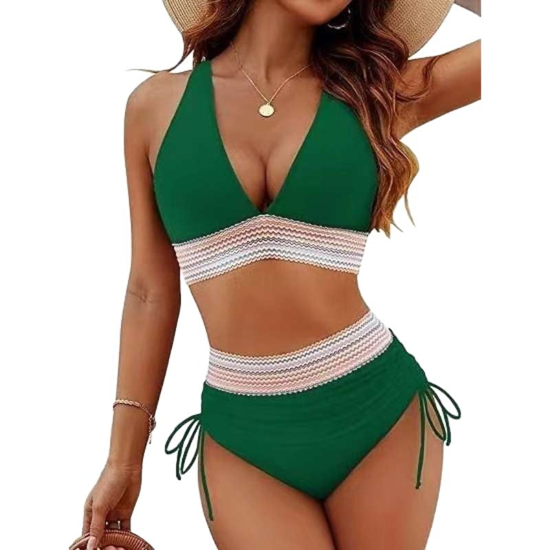 Damen Bikiniset mit hohem Bund und verstellbaren Rüschen R&B