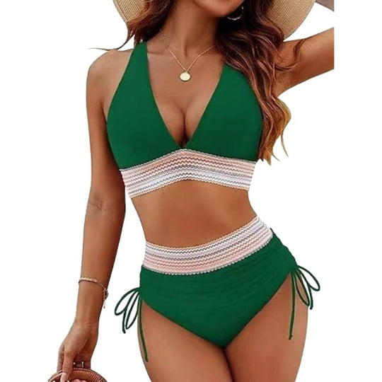 Damen Bikiniset mit hohem Bund und verstellbaren Rüschen R&B