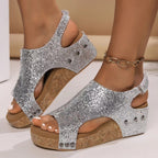 Damen Komfortable Wedge-Pantoletten mit verstellbaren Riemen R&B