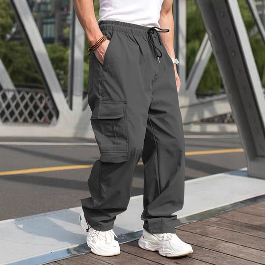 Herren moderne Cargohose mit elastischem Bund und multifunktionalen Taschen R&B