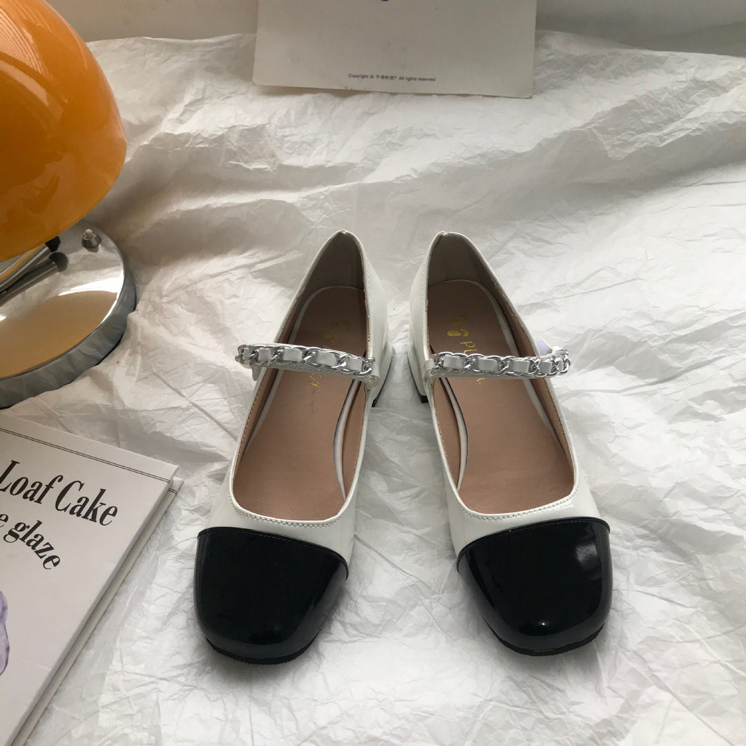 Damen Mary Jane Schuhe mit eleganter Rüschenverzierung und metallischem Akzent R&B
