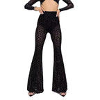 Damen Hoch taillierte Leoparden-Hose mit weitem Bein R&B