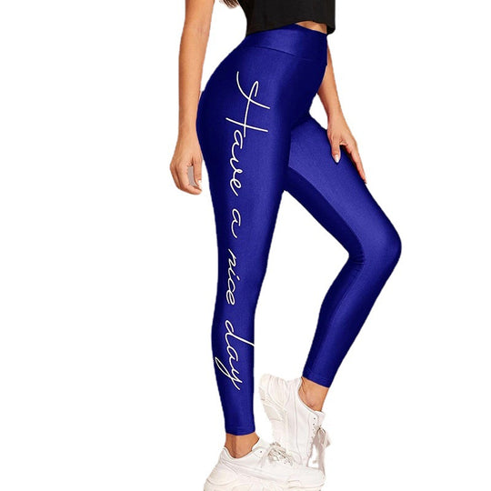 Damen Sportleggings mit inspirierendem Schriftzug und hohem Bund R&B
