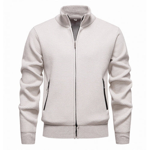 Herren Strickjacke mit modernem Zipper und seitlichen Reißverschlusstaschen R&B