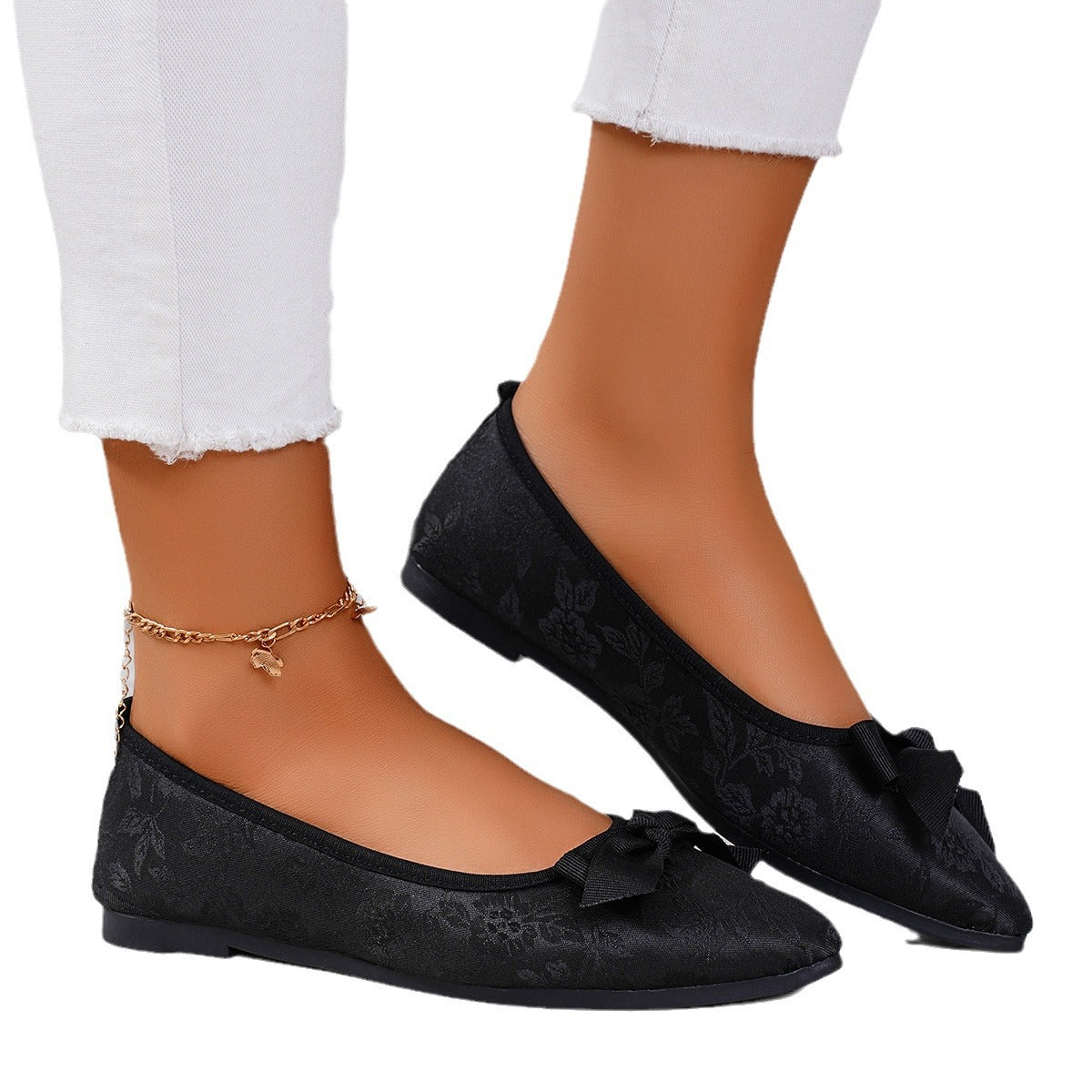 Damen Ballerinas mit floralem Muster und Schleifenverzierung R&B
