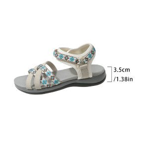 Damen Komfortable Riemensandalen mit modischem Ethno-Muster R&B