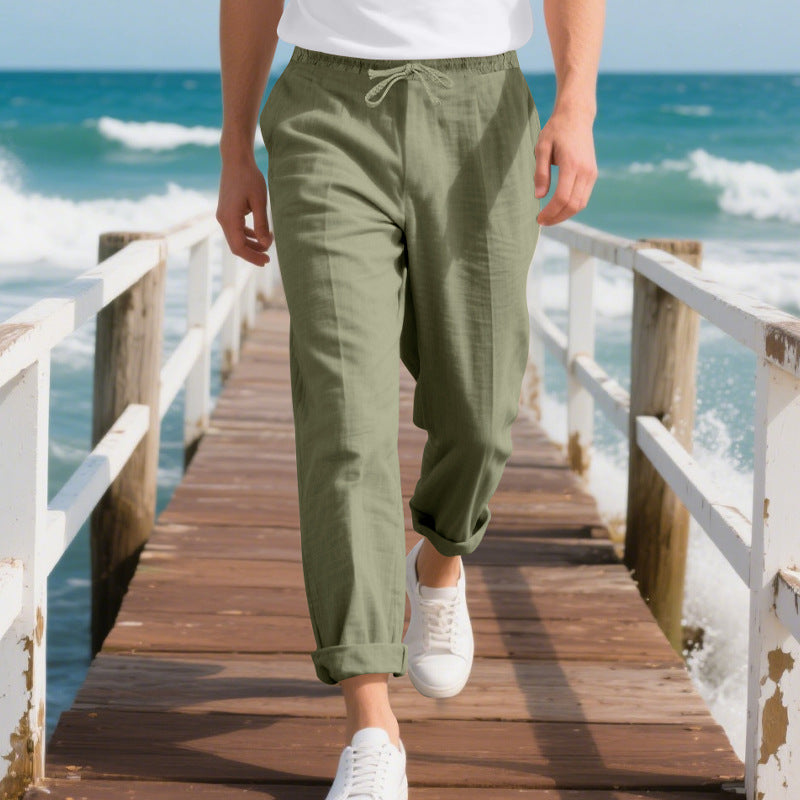 Herren bequeme Strandhose mit elastischem Bund und verstellbarem Kordelzug R&B