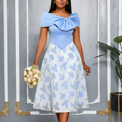 Damen festliches Cocktailkleid mit raffiniertem Überwurf und elegantem Rock R&B